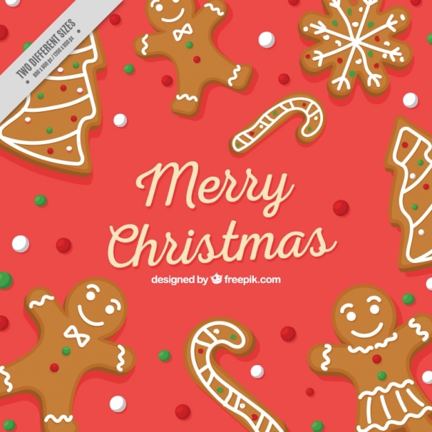Vector gratuito fondo de feliz navidad con graciosas galletas de jengibre