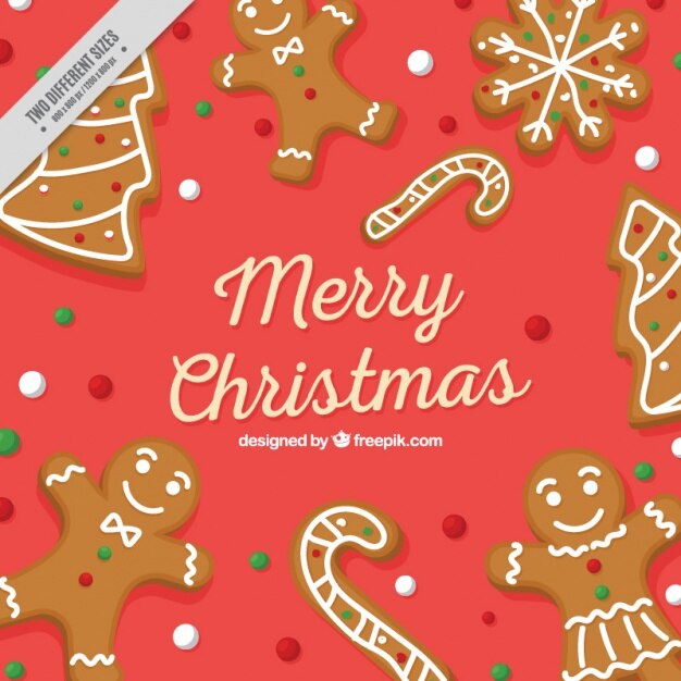 Fondo de feliz navidad con graciosas galletas de jengibre