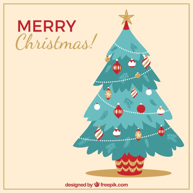 Fondo de feliz navidad con un hermoso árbol navideño