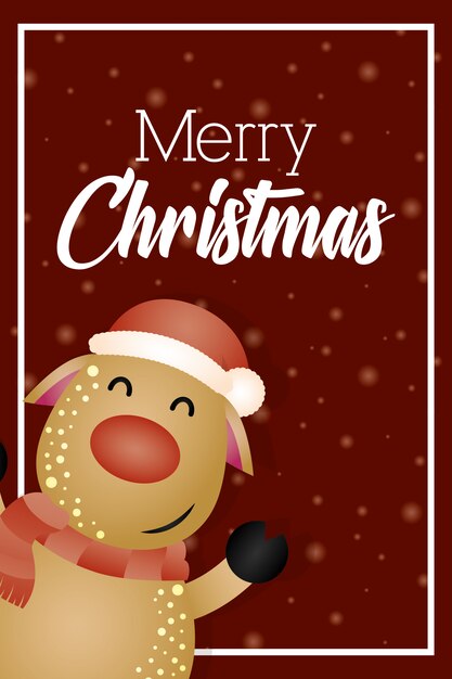 Fondo feliz Navidad con lindo personaje de renos