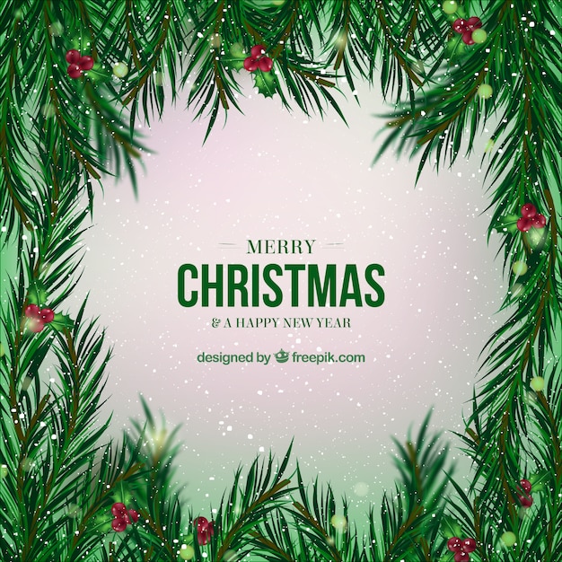 Fondo de feliz navidad con muérdago