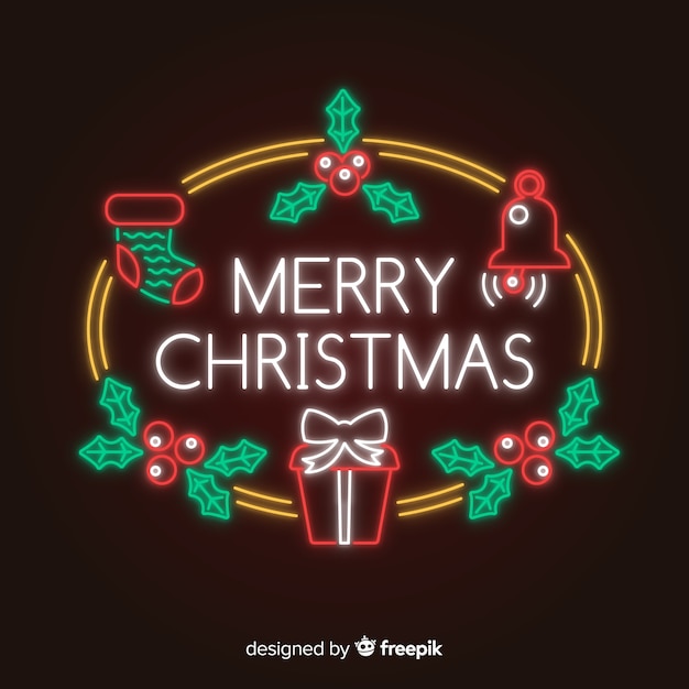 Fondo de feliz navidad de neón