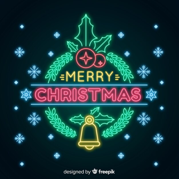 Fondo de feliz navidad de neón