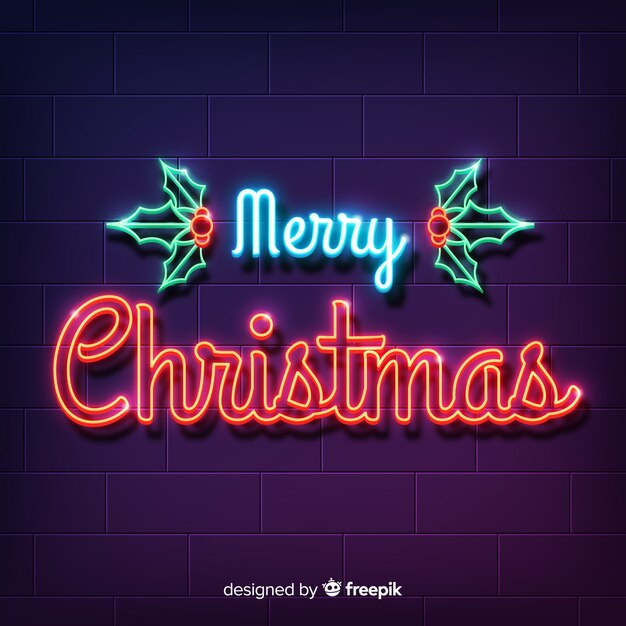 Fondo de feliz navidad de neón