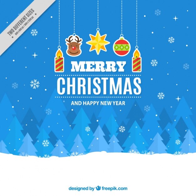 Fondo de feliz navidad con pegatinas y árboles geométricos