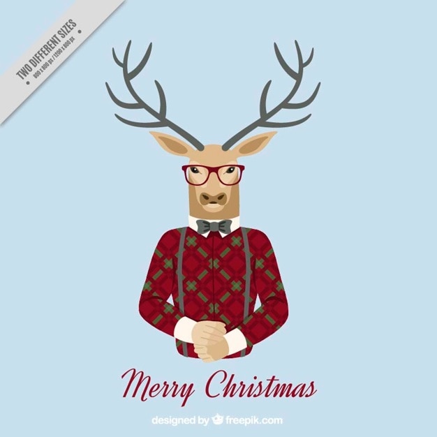 Vector gratuito fondo de feliz navidad con reno hipster