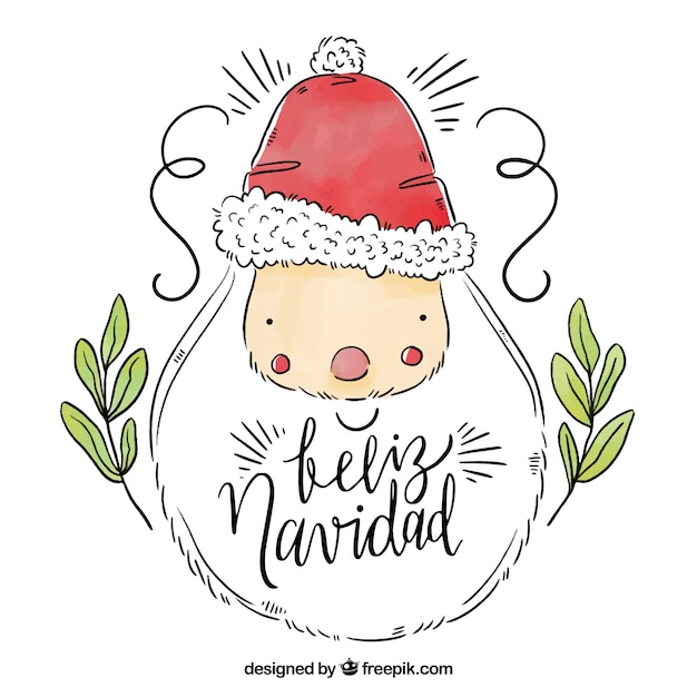 Vector gratuito fondo de feliz navidad de santa claus de acuarela