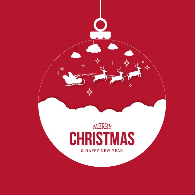 Fondo de feliz Navidad con silueta de bola de Navidad
