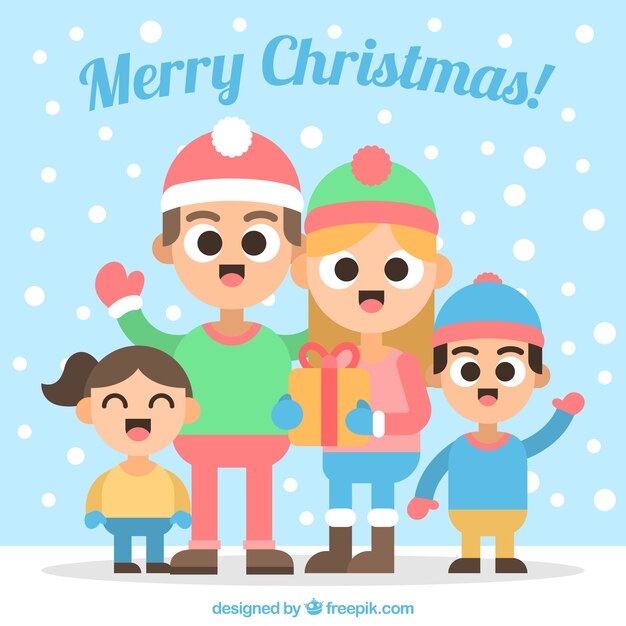 Fondo de feliz navidad con simpática familia feliz 