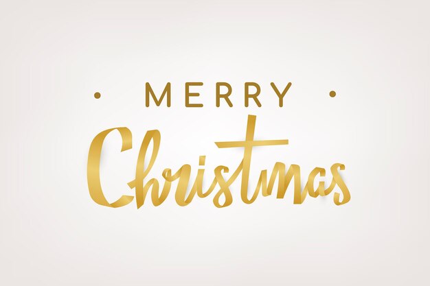 Fondo de feliz Navidad, vector de tipografía de saludo de vacaciones de oro