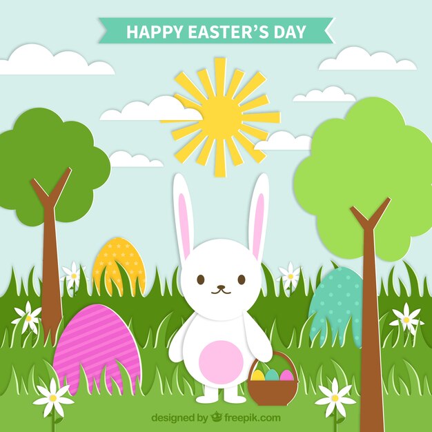 Fondo de feliz pascua en papel