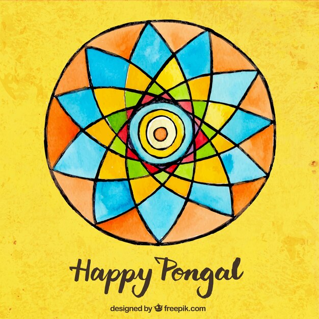 Fondo de feliz Pongal colorido pintado a mano