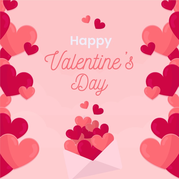 Vector gratuito fondo feliz san valentín con corazones de color rosa