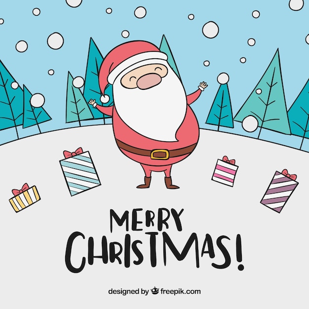 Vector gratuito fondo de feliz santa claus dibujado a mano