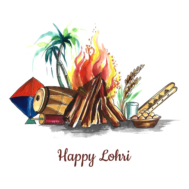 Fondo feliz de la tarjeta del festival del día de fiesta de lohri