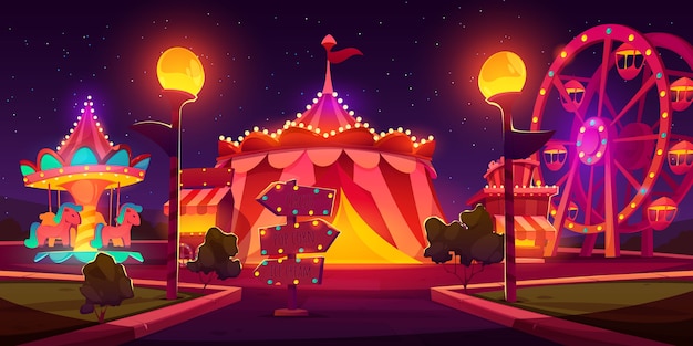 Fondo de feria de carnaval de estilo de dibujos animados