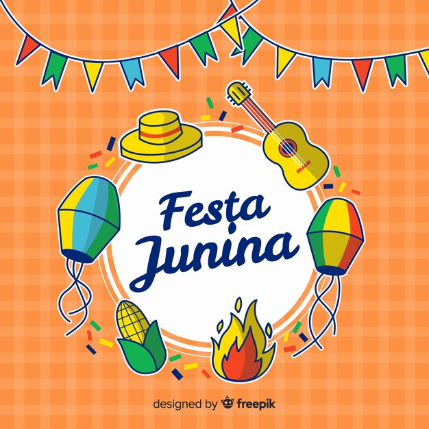 Fondo de festa junina dibujado a mano