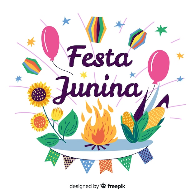 Vector gratuito fondo de festa junina dibujado a mano