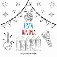 Vector gratuito fondo de festa junina dibujado a mano