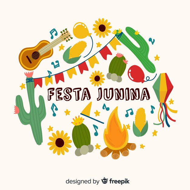 Fondo de festa junina dibujado a mano
