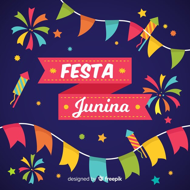 Fondo de festa junina en diseño plano