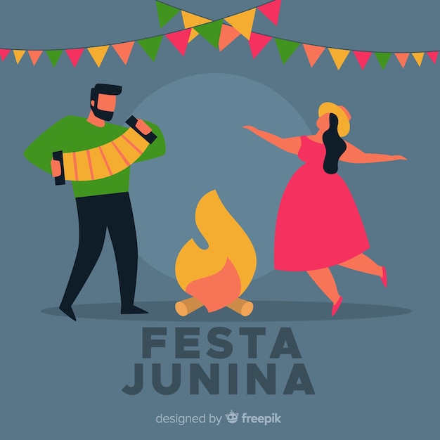 Vector gratuito fondo de festa junina en diseño plano