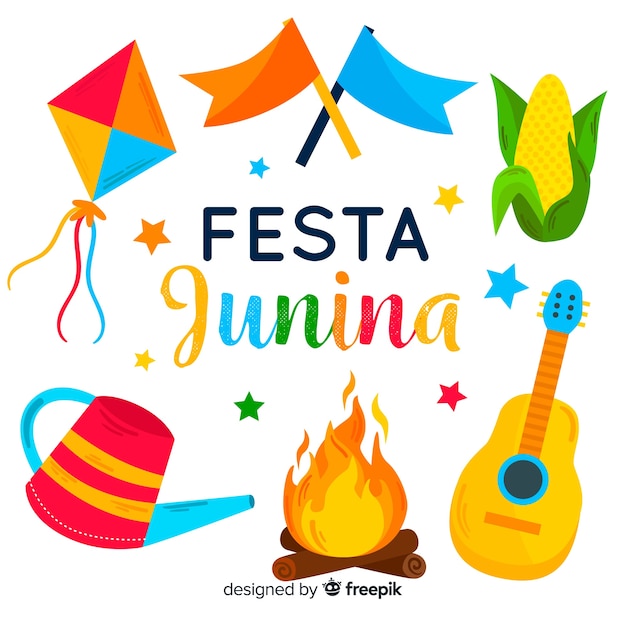 Vector gratuito fondo de festa junina en diseño plano