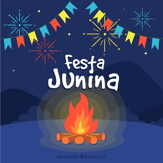 Fondo de festa junina con hoguera 