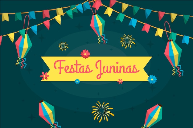 Fondo de festas juninas dibujadas a mano con adornos