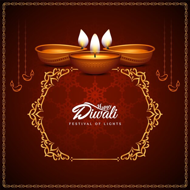 Fondo de festival cultural feliz Diwali con lámparas