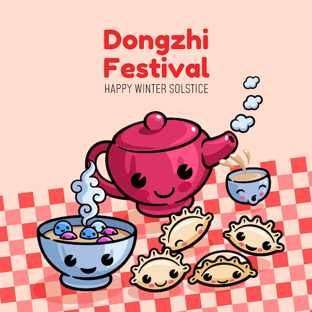Fondo festival dongzhi dibujado a mano