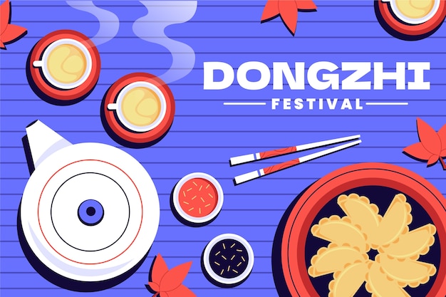 Fondo festival dongzhi plano dibujado a mano