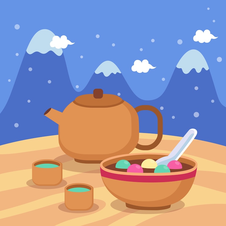 Vector gratuito fondo festival dongzhi plano dibujado a mano