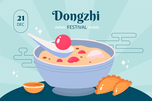 Fondo festival dongzhi plano dibujado a mano