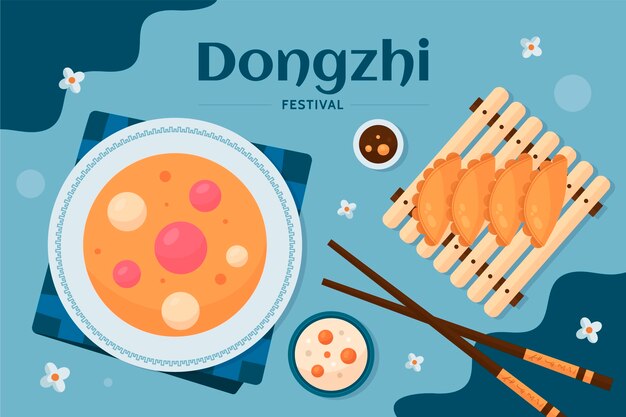 Fondo festival dongzhi plano dibujado a mano