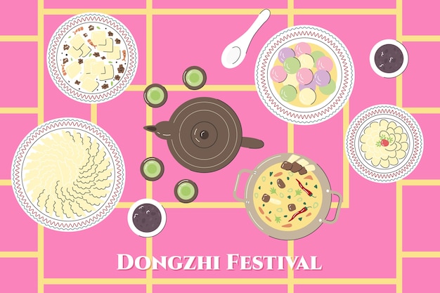 Fondo festival dongzhi plano dibujado a mano
