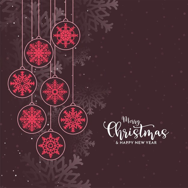 Fondo de festival de feliz navidad con bolas de navidad decorativas