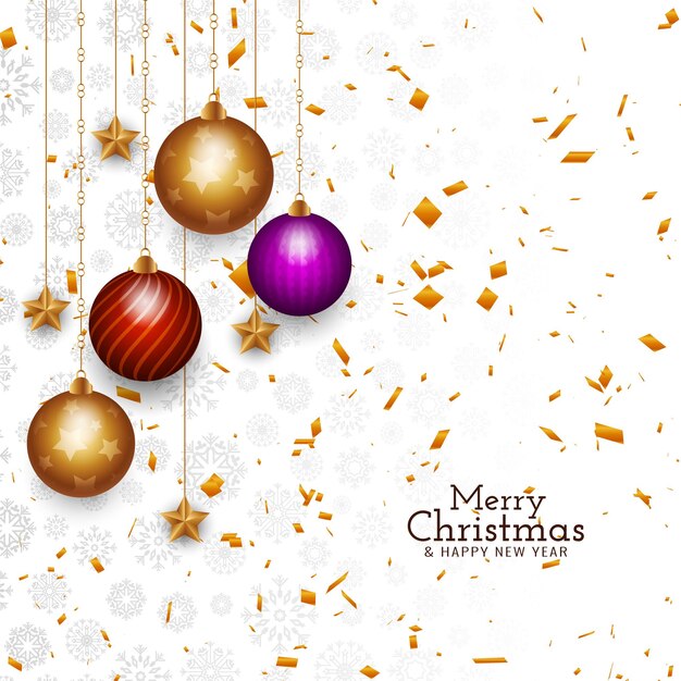 Fondo de festival de feliz navidad con diseño de bolas de navidad