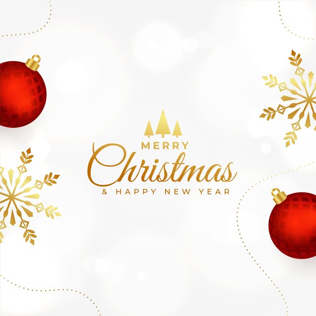 Fondo de festival de feliz navidad premium con ilustración de vector de diseño de bola y copo de nieve de navidad