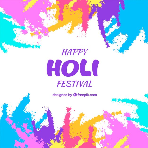Fondo del festival holi en diseño plano