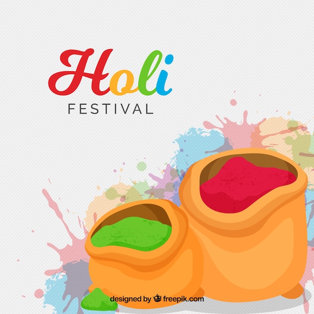 Vector gratuito fondo del festival holi en diseño plano