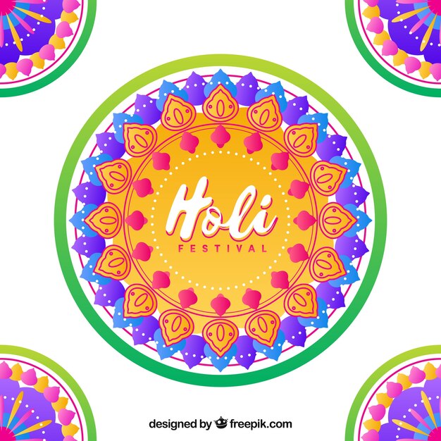 Fondo del festival holi en diseño plano