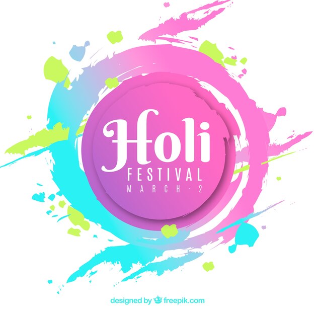 Fondo del festival holi en diseño plano