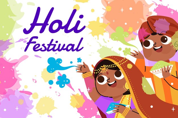 Vector gratuito el fondo del festival de holi es plano.