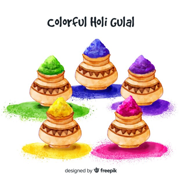 Fondo festival holi gulal dibujado a mano