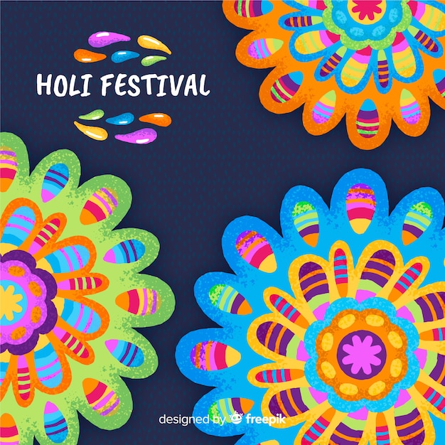 Vector gratuito fondo festival holi mandala colorido