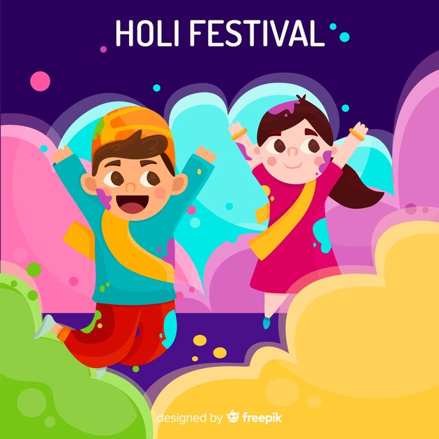 Fondo festival holi niños adorables