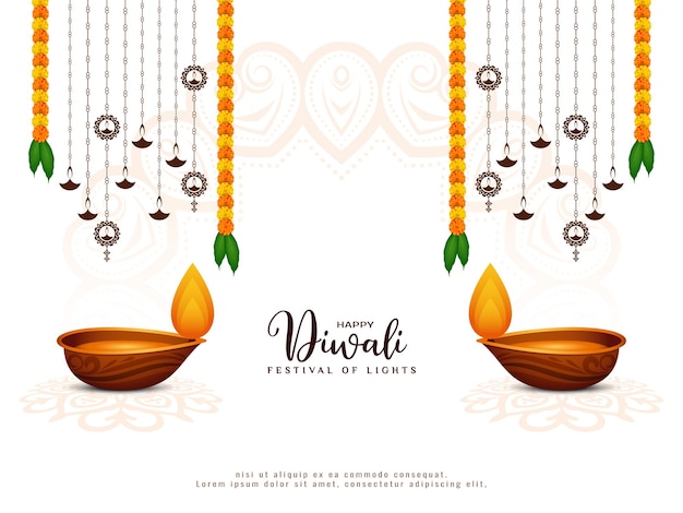 Fondo del festival indio cultural feliz Diwali con diya