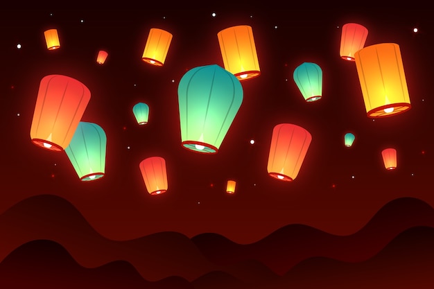 Fondo del festival de las linternas en gradiente
