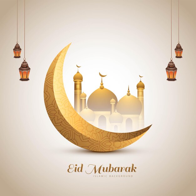 Fondo del festival de la luna y la mezquita de eid mubarak